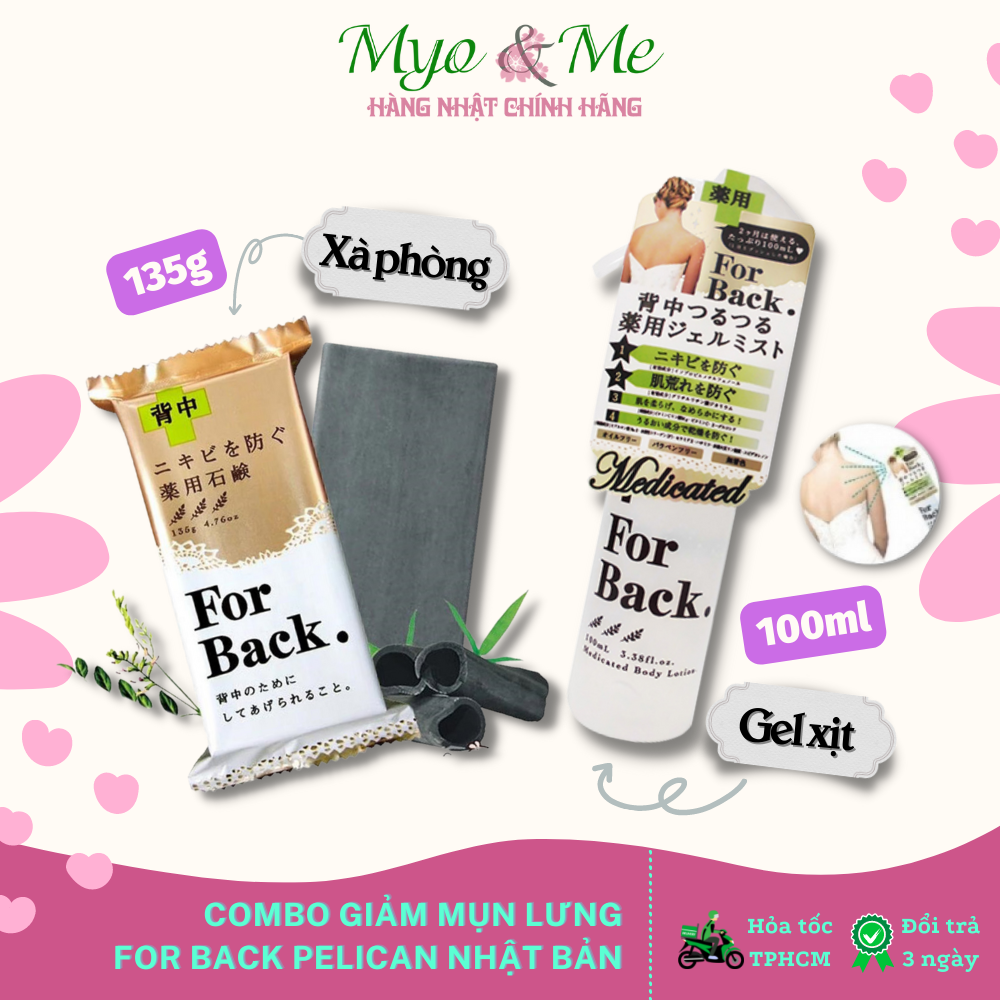 Combo xà phòng & gel xịt mụn lưng For Back giảm mụn, mờ thâm
