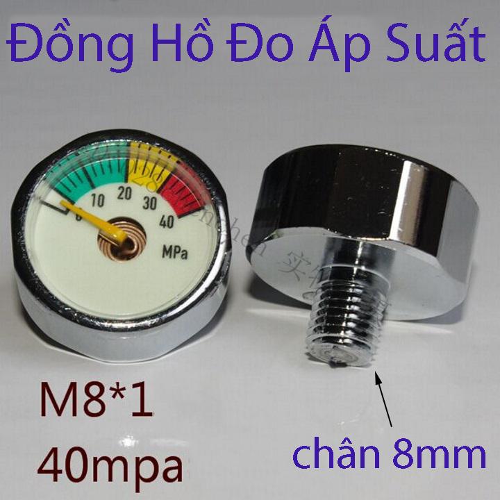 đồng hồ đo áp suất 40mpa chân 8mm
