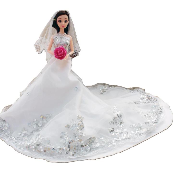 Búp Bê Cô Dâu 3D Cao Cấp 35cm Thướt Tha Minidoll đồ chơi bé gái