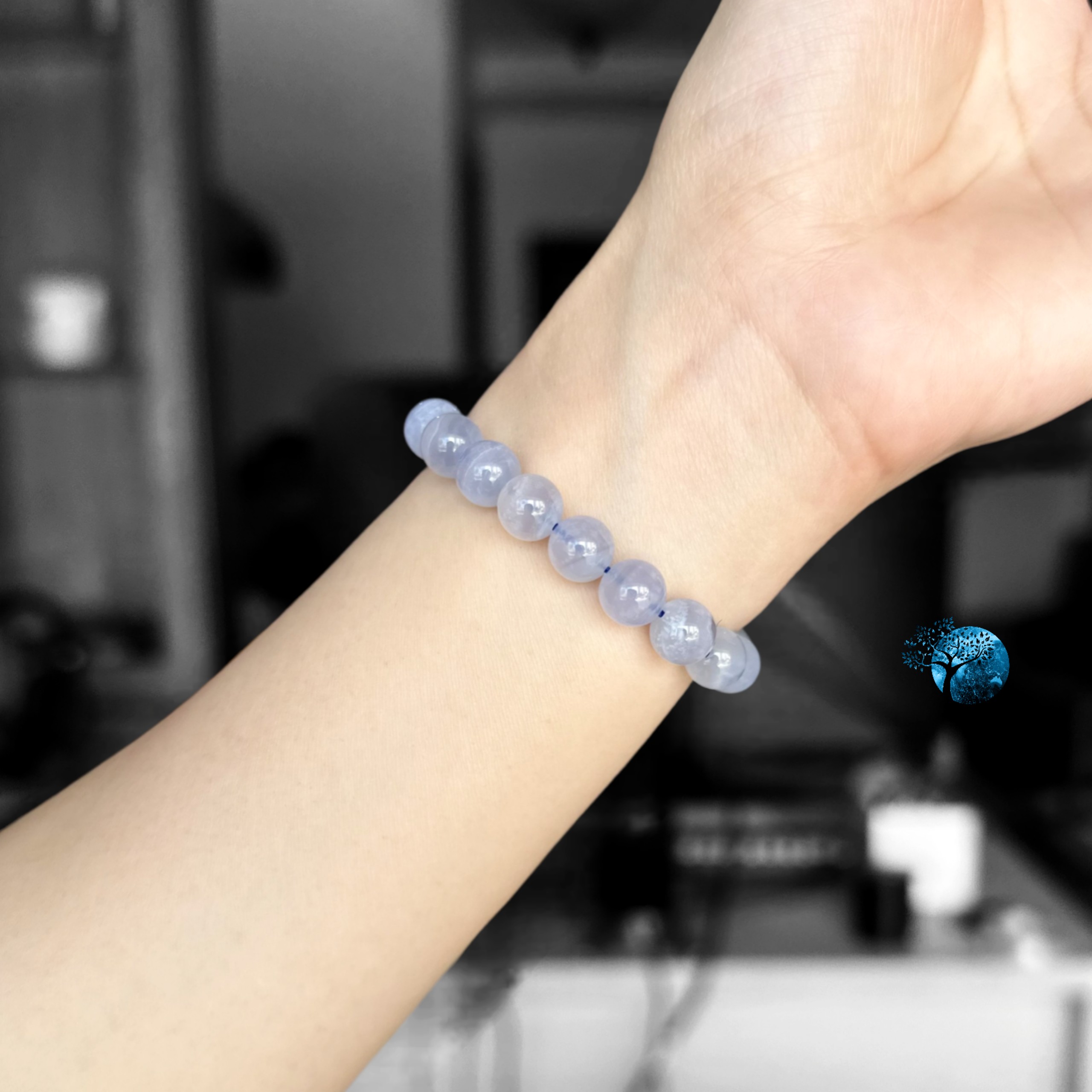 Vòng tay đá blue lace agate 8mm