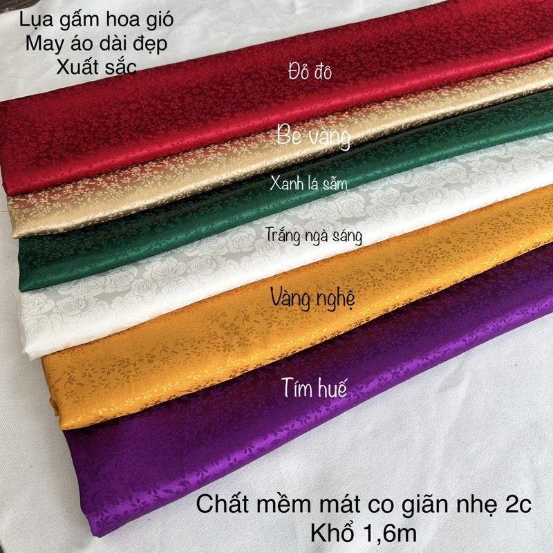 Vải Gấm lụa Hoa, Lụa Gấm Hoa Gió- May Áo Dài, Áo Bà Ba, Bộ Lụa-