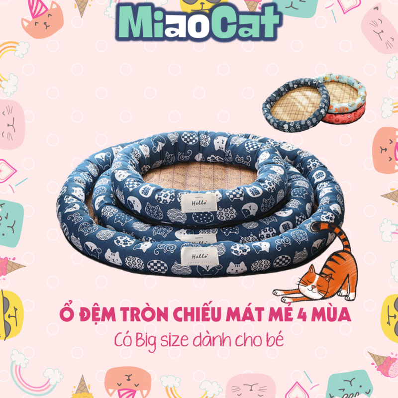 Ổ ngủ tròn lót chiếu mát mẻ nhiều màu cho chó mèo OT052 có size lớn - MIAOCAT