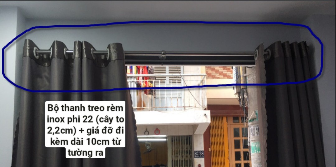 Thanh Treo Rèm Cửa Dài 1m Bằng Inox Cây Phi 22