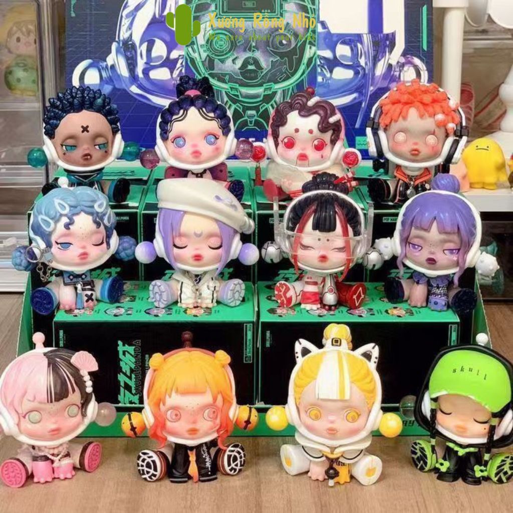 Ngẫu nhiên 01 hộp quà bí mật mô hình nhân vật skullpanda wonderland series, blind box skull panda xương rồng nhỏ