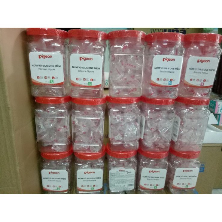 Núm ti silicone cổ hẹp Pigeon S / M / L
