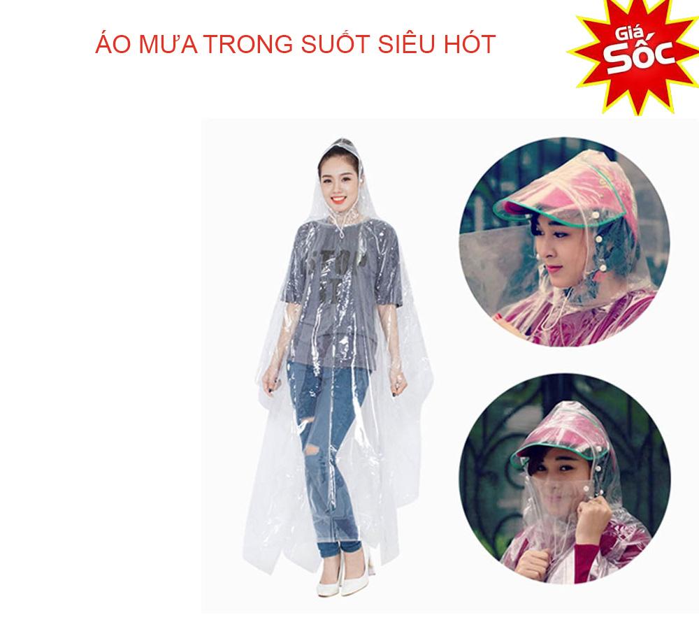 Áo Mưa Trong Suốt, Áo Đi Mưa, Áo Mưa Siêu Hót Cho Các Bạn Trẻ, Gía Cực Sốc Trong Mùa Mưa Bão, Thời Gian Khuyến Mãi Có Hạn,áo mưa trong suốt 1 đầu và 2đầu