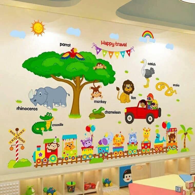 Decal dán tường Bé đi dã ngoại- T65-kiddecals