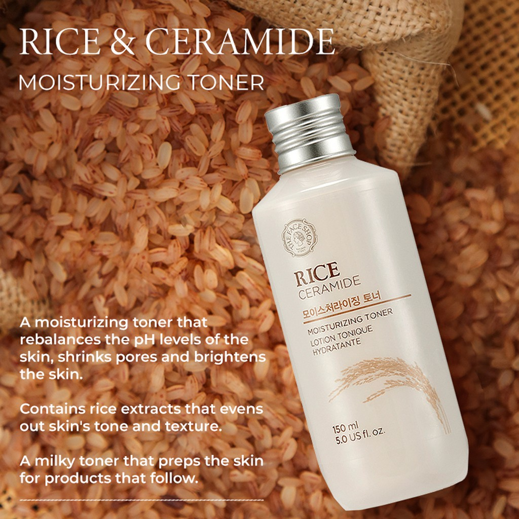 Nước Hoa Hồng Dưỡng Ẩm, Làm Sáng Da Từ Gạo The Face Shop Rice Ceramide Moisturizing Toner 150ml