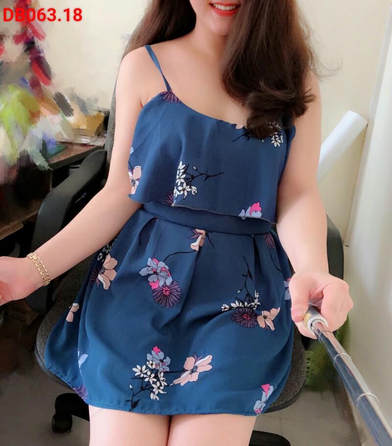 Đầm voan hoa kèm quần-DT
