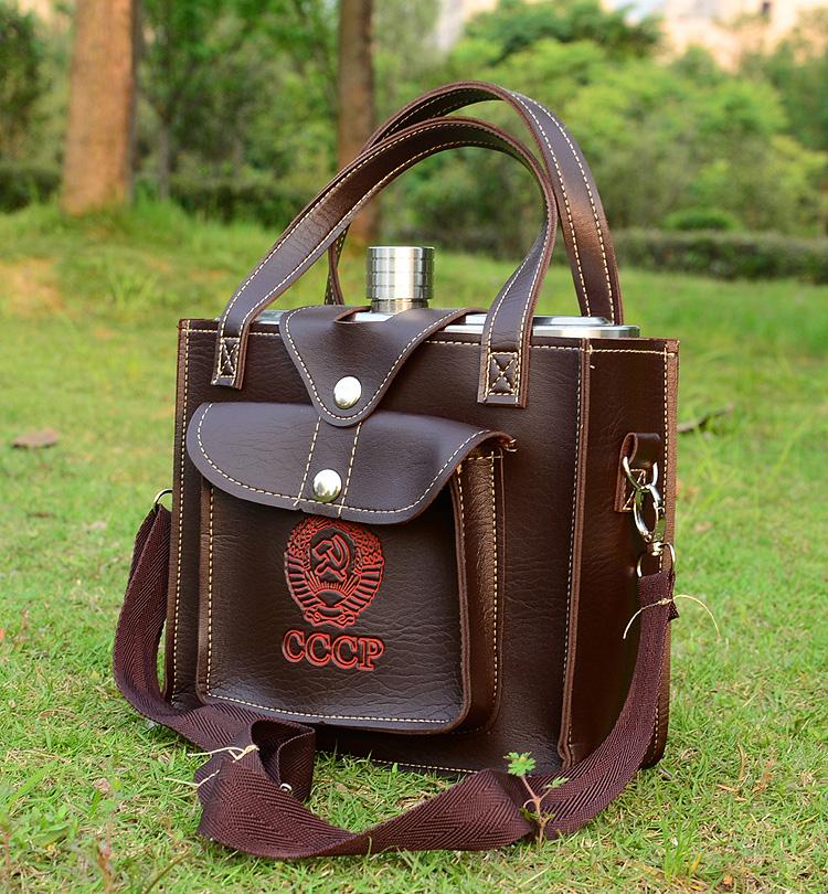 Flagon stainless steel CCCP logo high-grade gold 3l + 1 leather case + 1 funnel + 1 cup