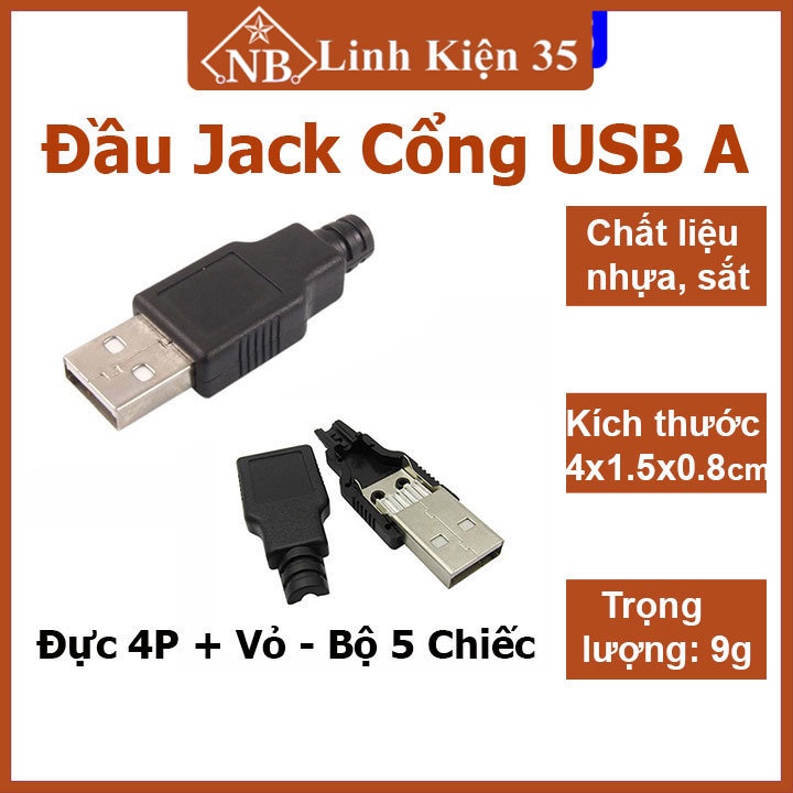 Đầu jack cắm cổng usb a đực 4p