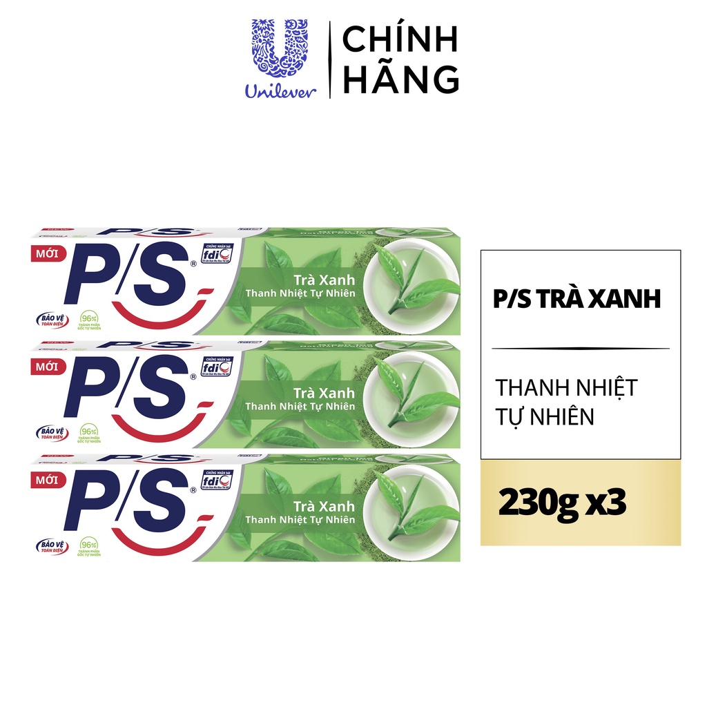 Combo 3 Kem Đánh Răng P/S Trà Xanh (230gx3)