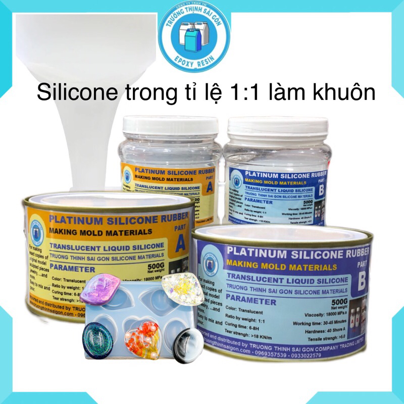 [HCM] SILICONE Trong Cao Cấp 1:1 Làm Khuôn Resin Dẻo Đàn Hồi - Trường Thịnh Sài Gòn