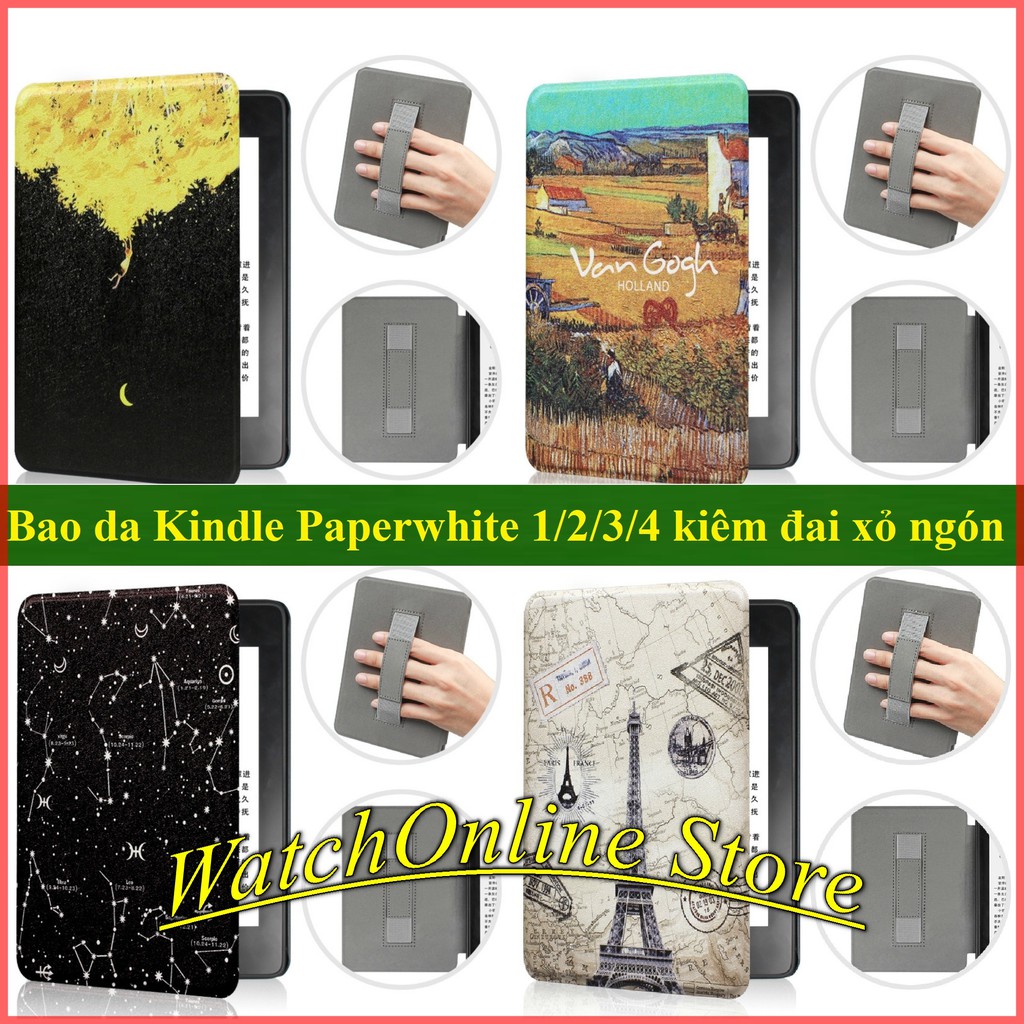 Bao da Kindle Paperwhite 1/2/3/4 có đai xỏ ngón - Kindle Paperwhite Gen 4