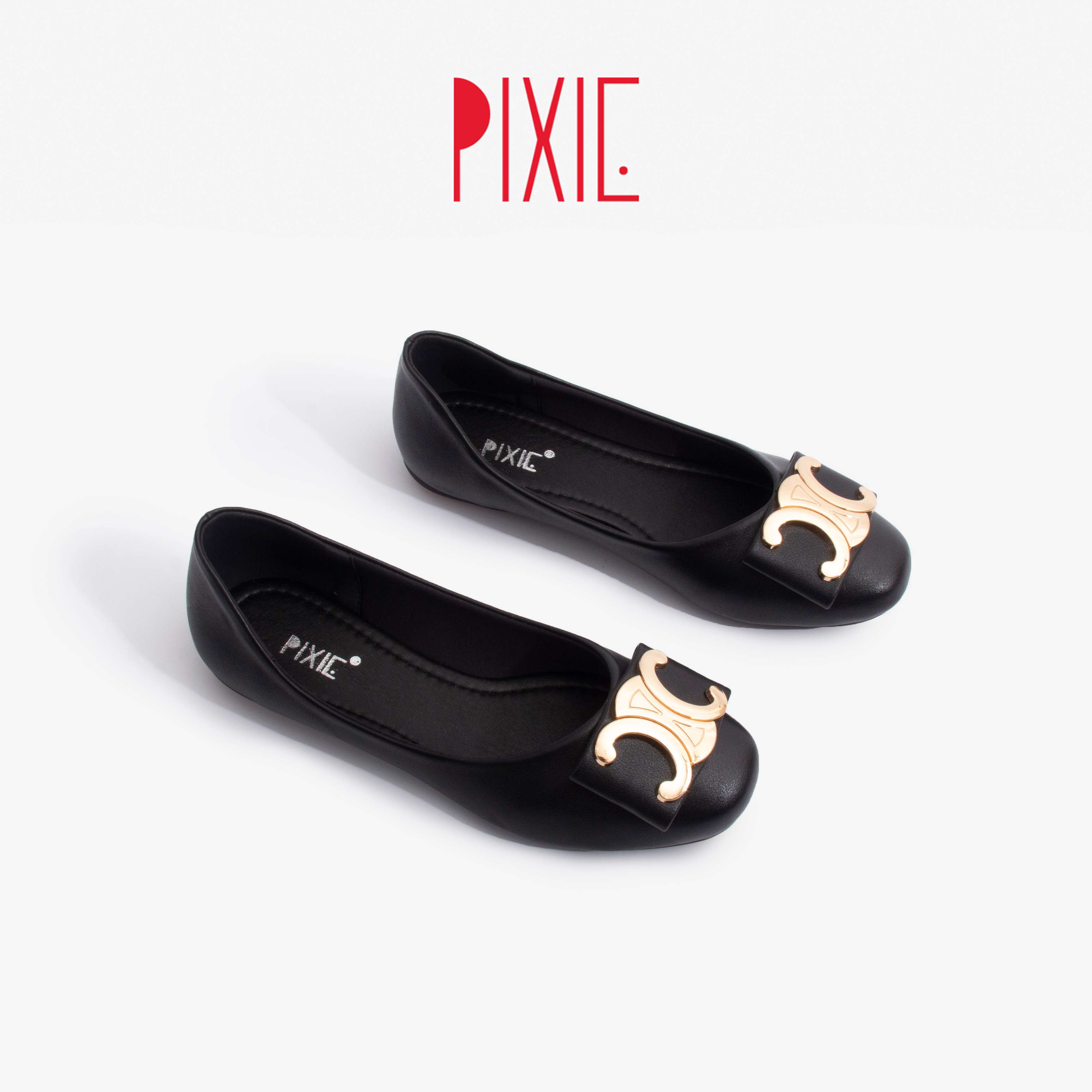 Giày Búp Bê Mũi Tròn Gắn Khoá Pixie X818