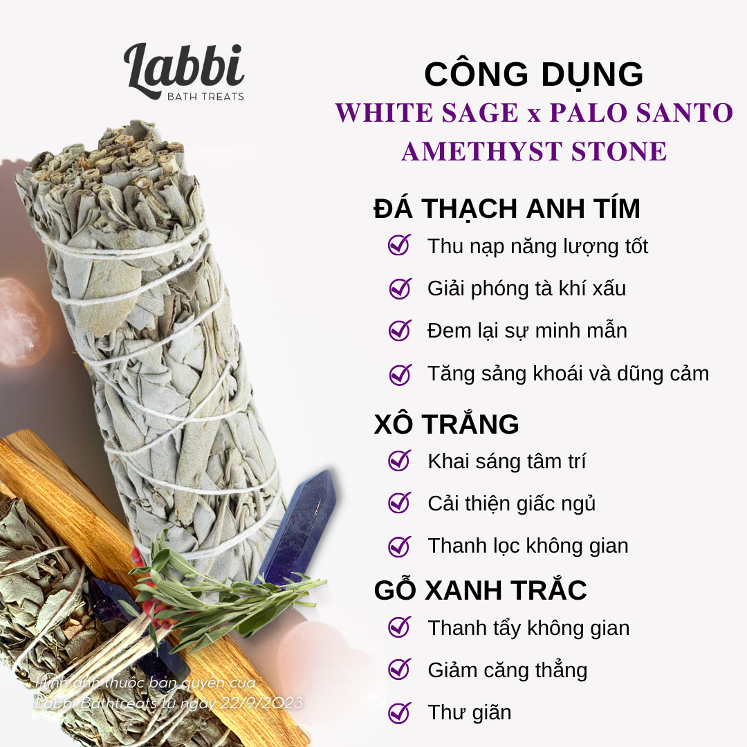 [Labbi] Combo xô đốt thu hút sức mạnh [ĐÁ THẠCH ANH TÍM]