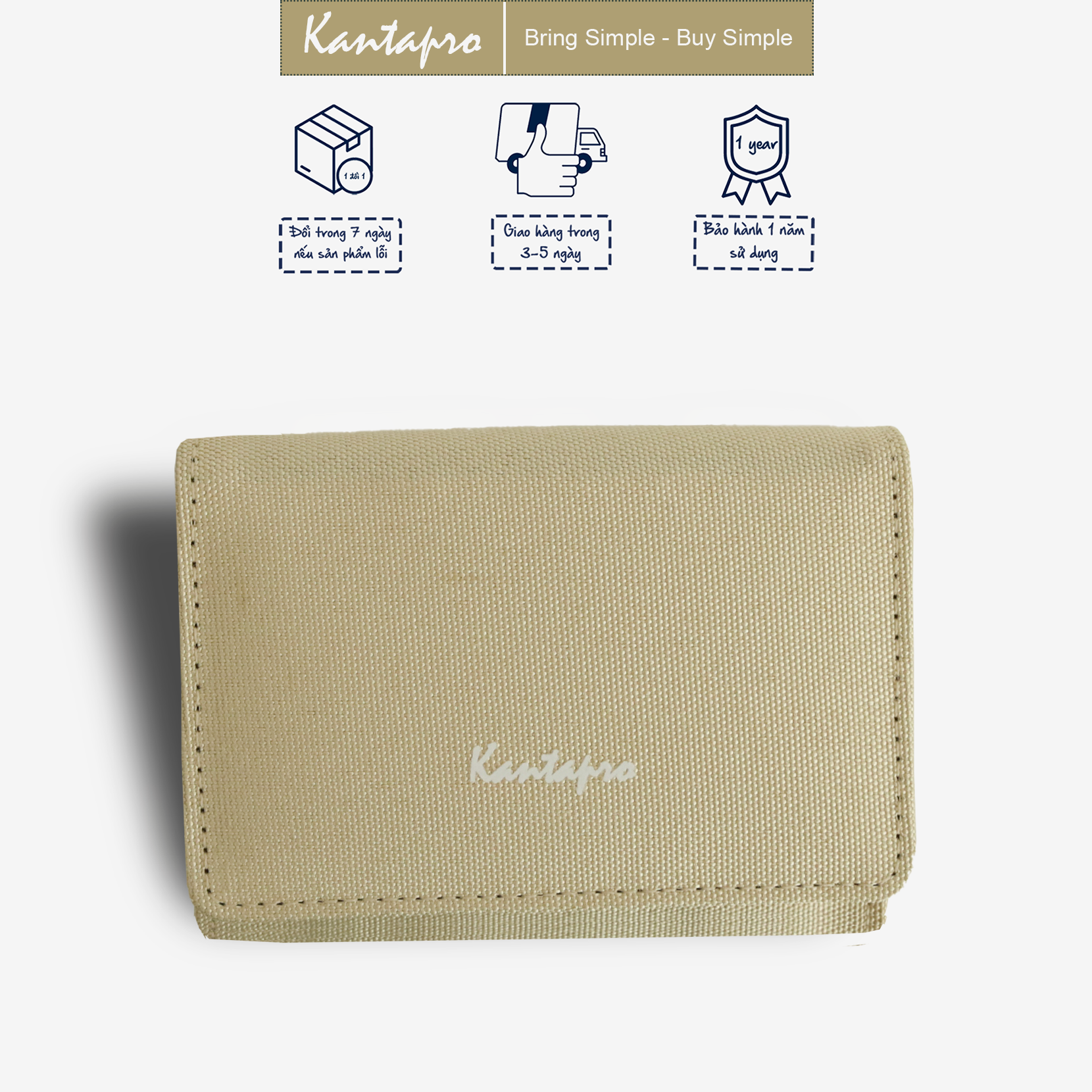 Ví đựng thẻ vải Polyester KANTAPRO dáng ngang - Mini Wallet (8 colors)