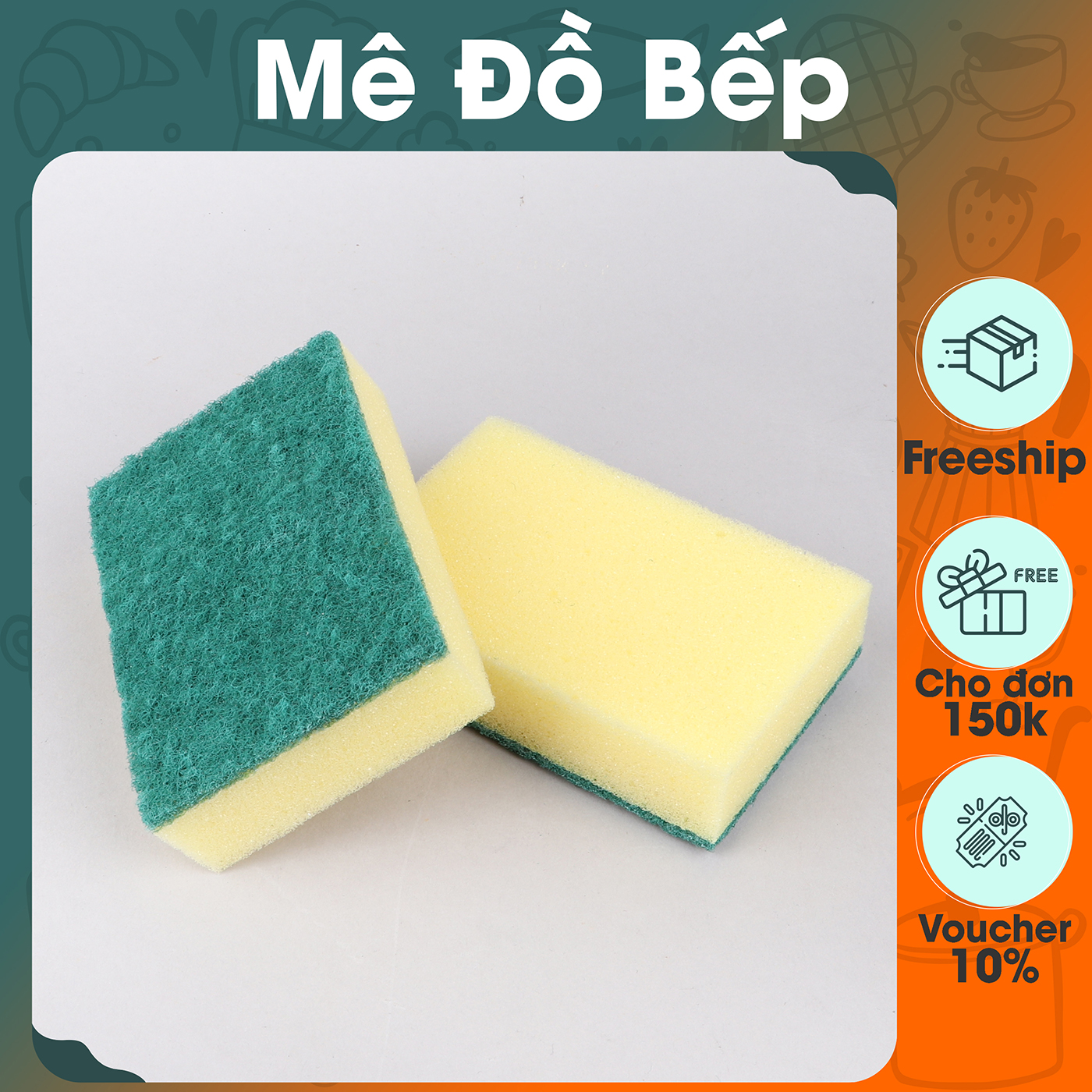 Combo 2 Cước rửa chén 2 lớp Bam House có mút tạo bọt chuyên rửa chén bát cao cấp MRC03 - Mút rửa chén Miếng rửa chén