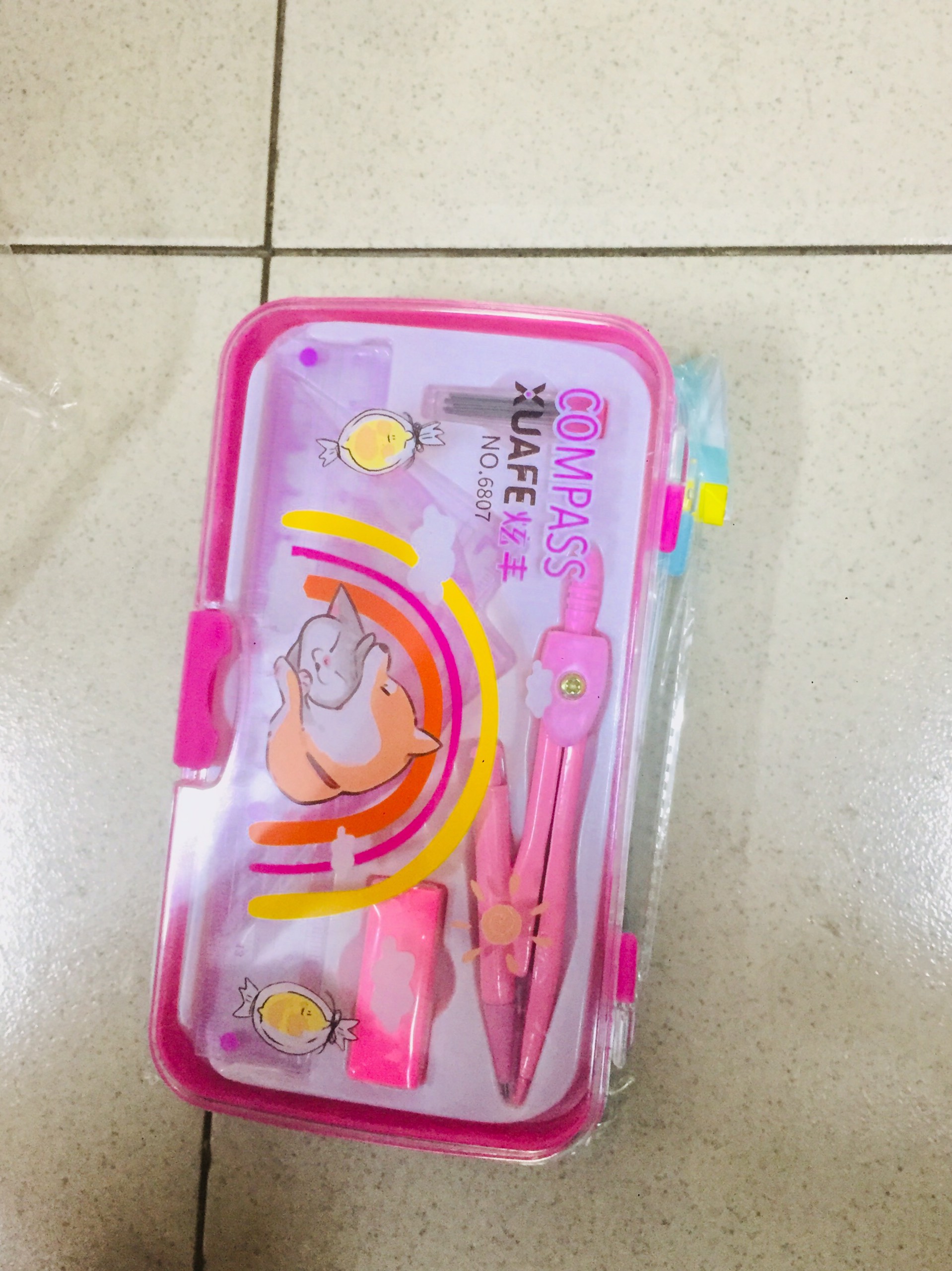 Bộ Compa chì bấm, thước 6807 (shop giao màu ngẫu nhiên)