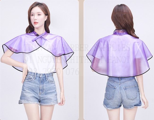 Áo choàng, bạt choàng uốn nhuộm tóc (Mẫu nhựa PVC trong)