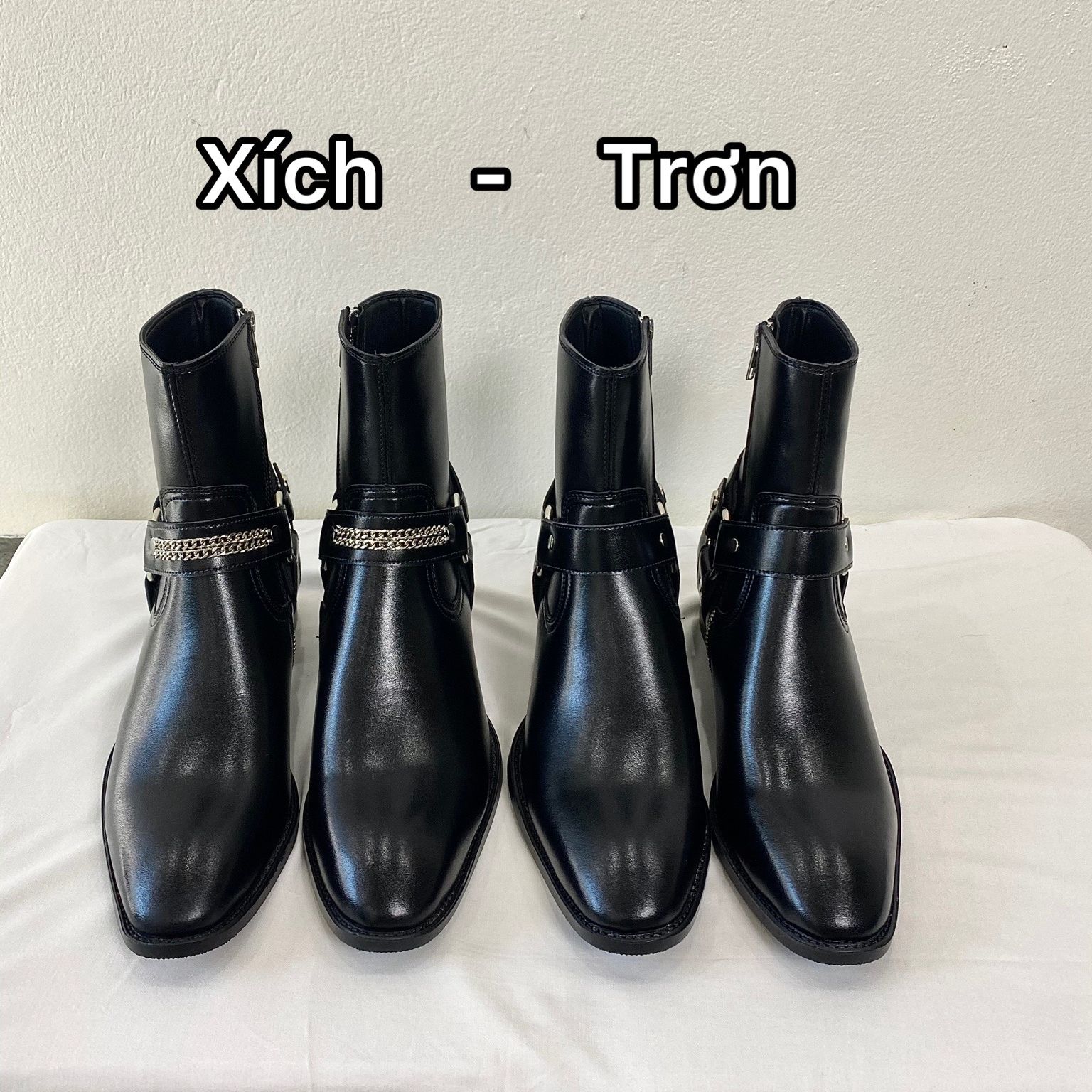 (5cm) Harness Boot Xích Nam, Harness boots da nappa bảo hành 12 tháng