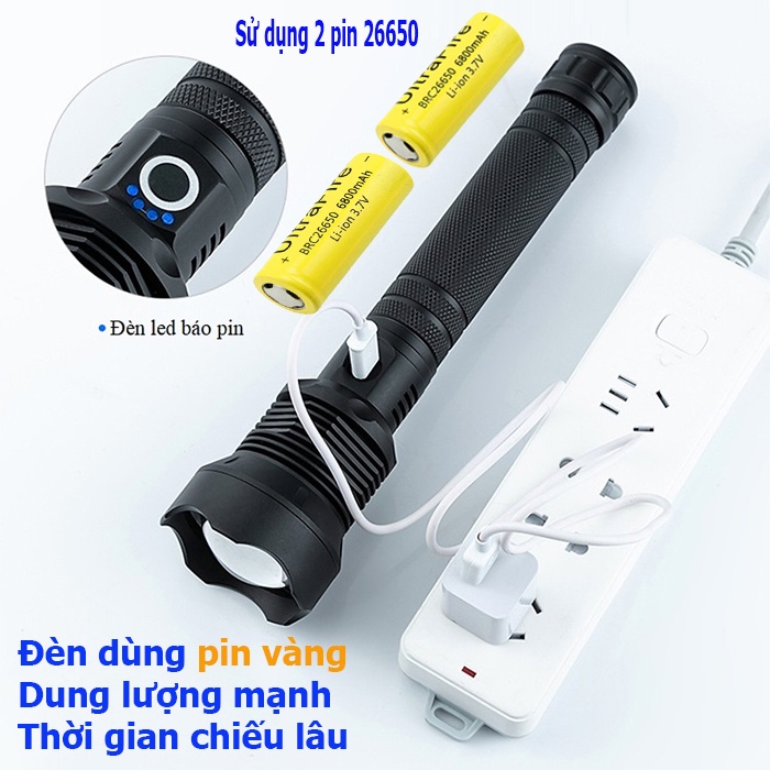 Đèn pin chống nước chiếu xa xhp70 khacle store đèn bin siêu sáng pin trâu