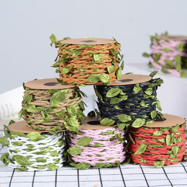 Dây thừng lá xanh handmade cuộn 5m