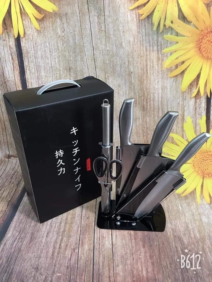 Bộ đồ dùng nhà bếp cao cấp - Dao kéo 6 món bằng inox đúc liền siêu sắc bén Nhật, Bo do dung nha bep cao cap - Dao keo 6 mon bang inox duc lien sieu sac ben Nhat