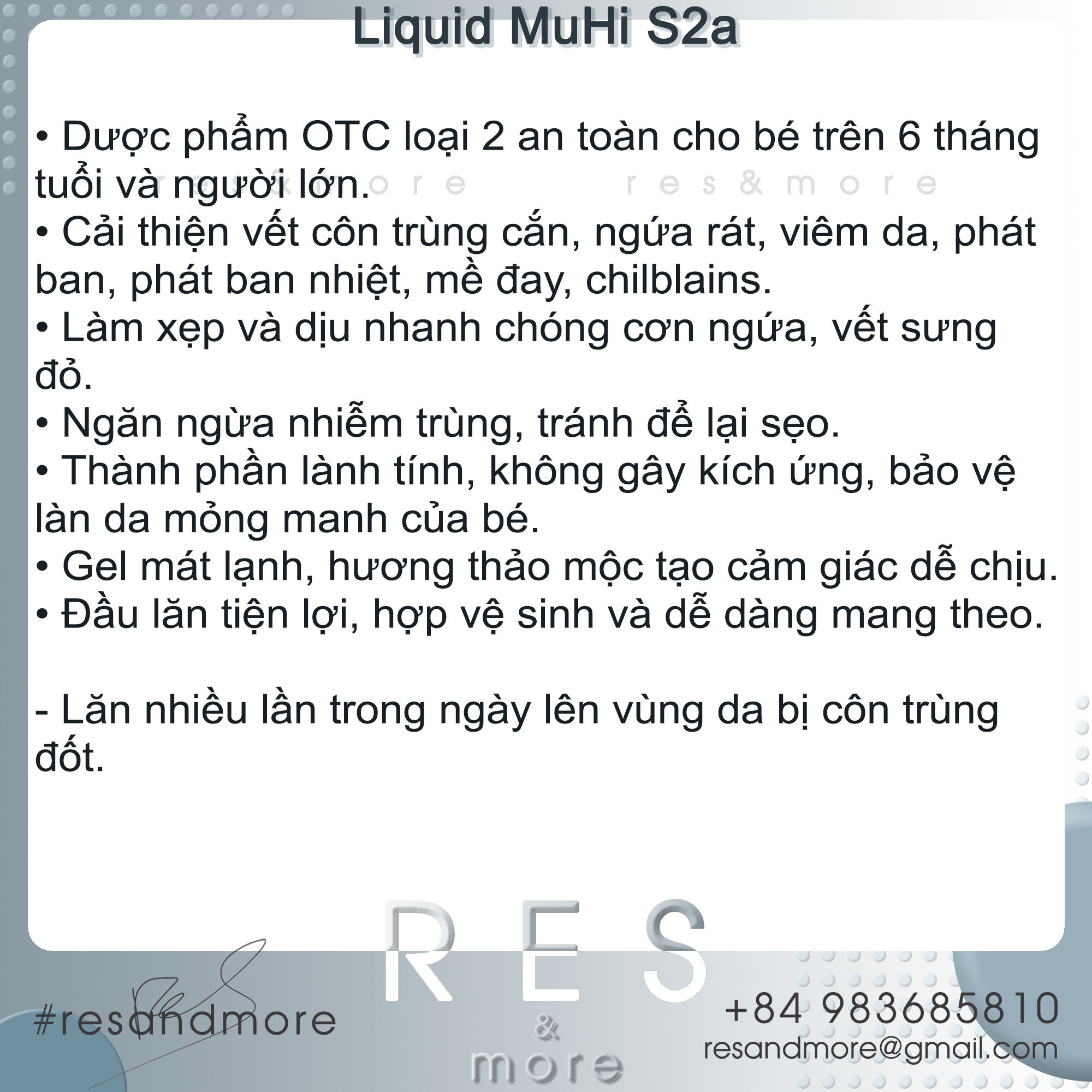 [HCM]Lăn muỗi và côn trùng đốt Liquid MuHi S2a [50ml]