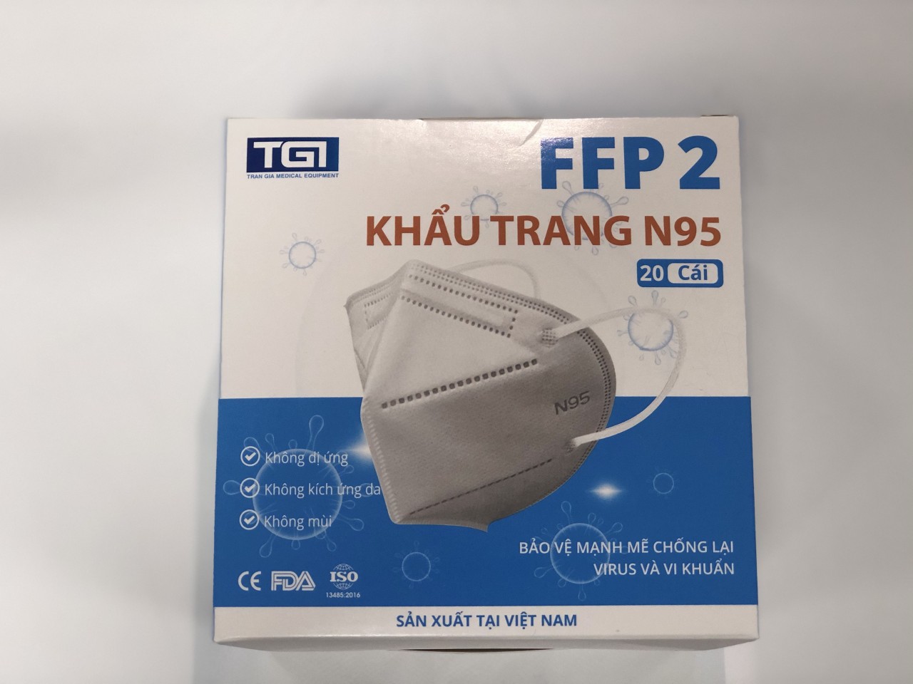[HỘP 20C KO VAN][KHẨU TRANG N 95] Khẩu trang N95 không van TGI