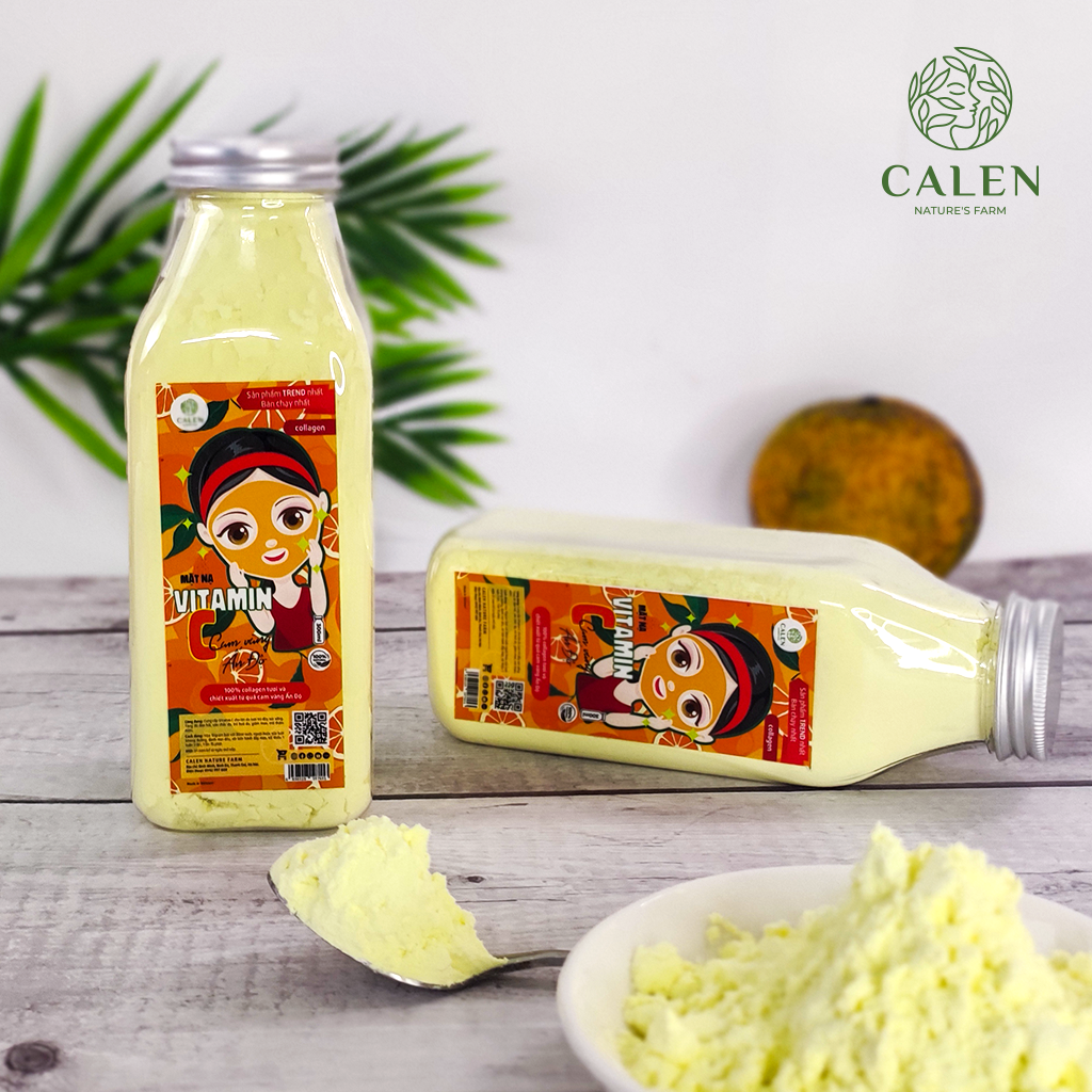 Mặt Nạ Dẻo Dạng Bột Cam vàng CALEN Chai 200g – chiết xuất từ Cam vàng Ấn Độ – Dưỡng trắng sáng da, chống lão hóa