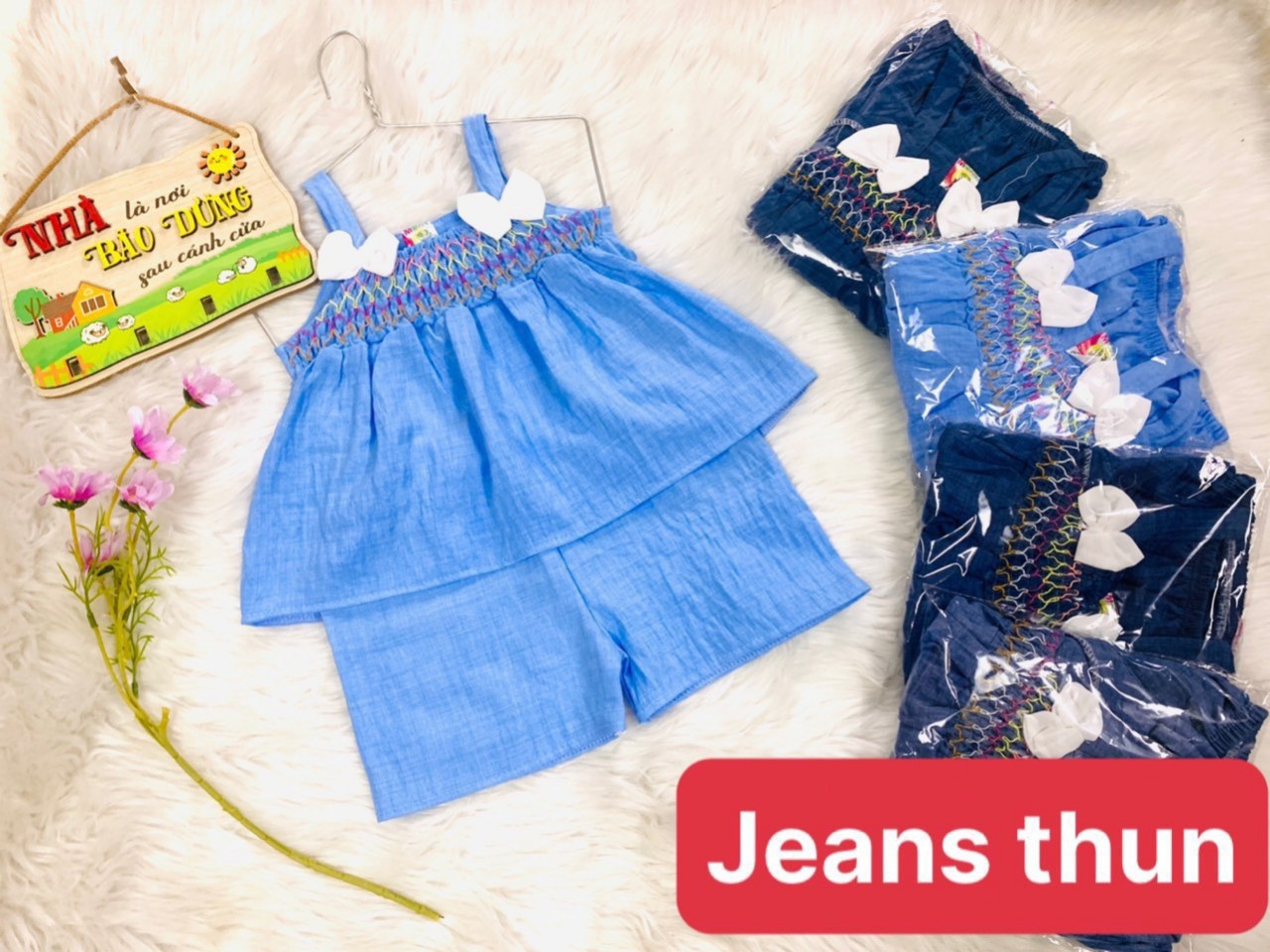 Bộ Jean Lụa  Bé (6-18kg) (giao màu ngẫu nhiên)