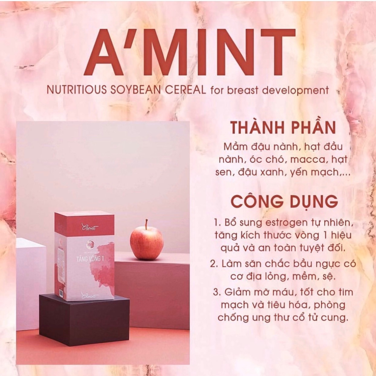 [HCM]Bột ngũ cốc tăng vòng 1 Amint [Hàng Chuẩn]