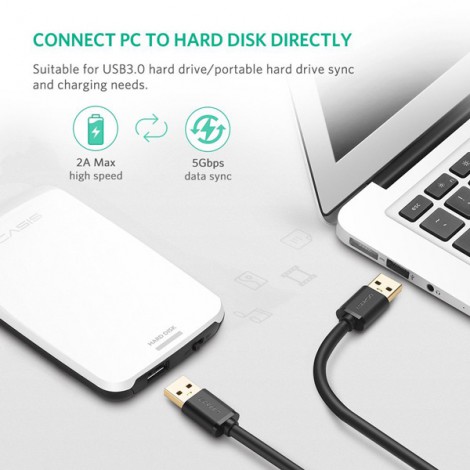 Cáp 2 hai đầu đực USB 3.0 Ugreen 10369 (dài 0.5 m) Chính Hãng