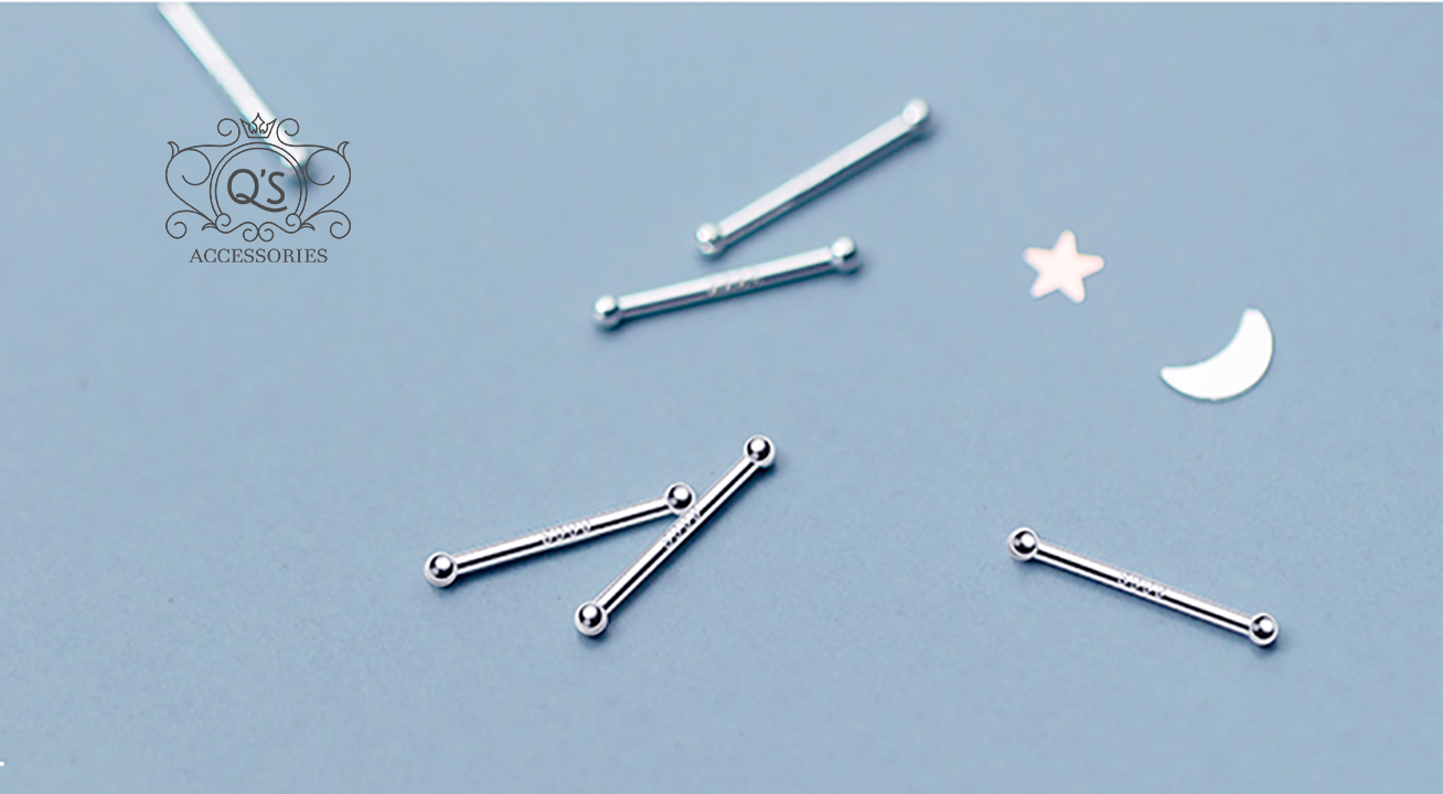 Bông tai bạc 925 giữ lỗ nam nữ hai đầu bi khuyên tròn unisex S925 BASIC QA SILVER Earrings EA190702