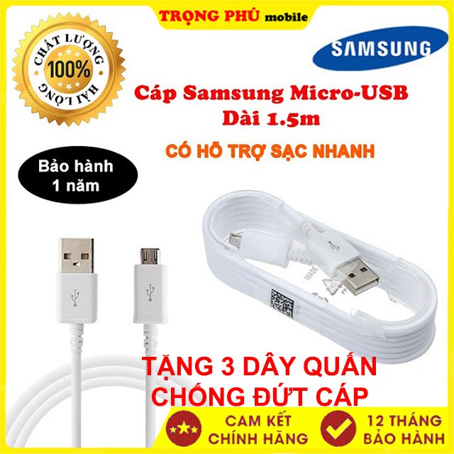 Cáp sạc nhanh samsung micro usb fast charge .z.i.n. - sản xuất việt nam