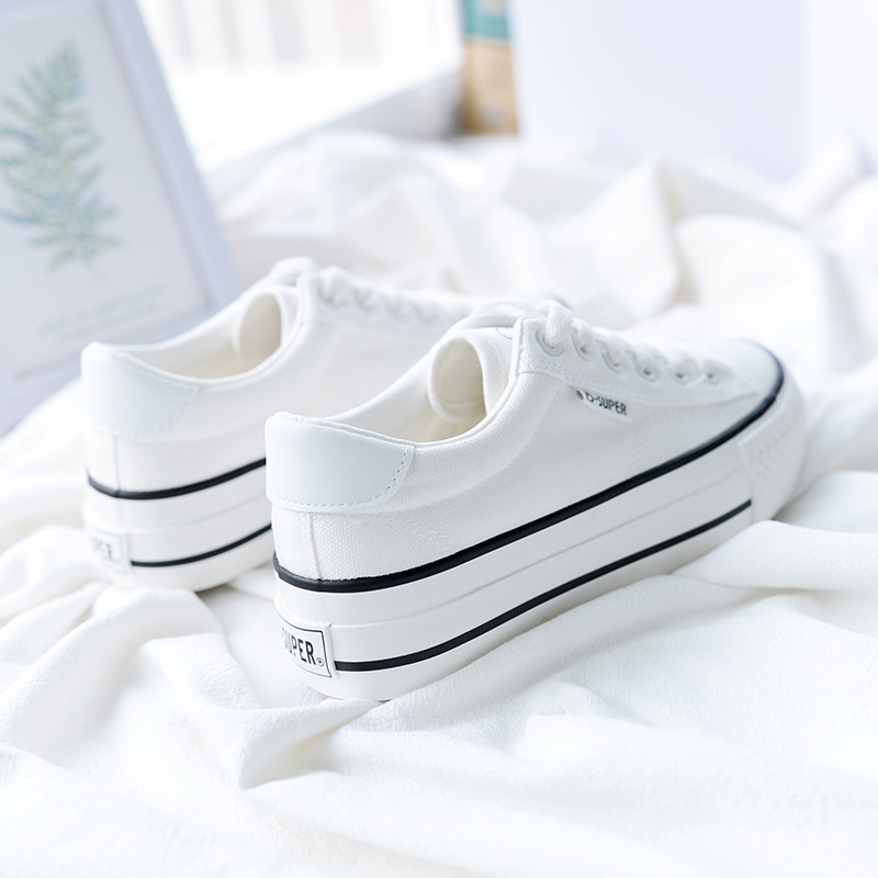 Giày Vải Nữ độn đế tăng chiều cao Màu trắng