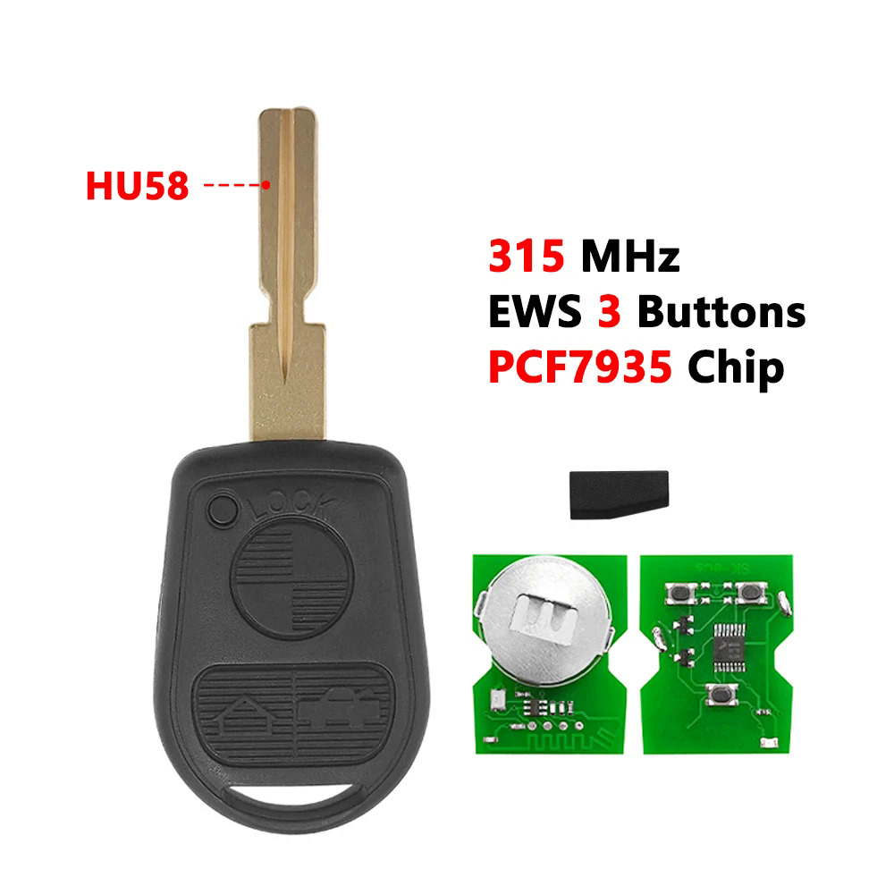 Xnrkey 3 nút từ xa chìa khóa xe pcf7935 chip 315433mhz cho bmw z3 e31 e32 e34 e36 e38 e39 e46 z3i chìa khóa xe với hu58hu92 blade1.6
