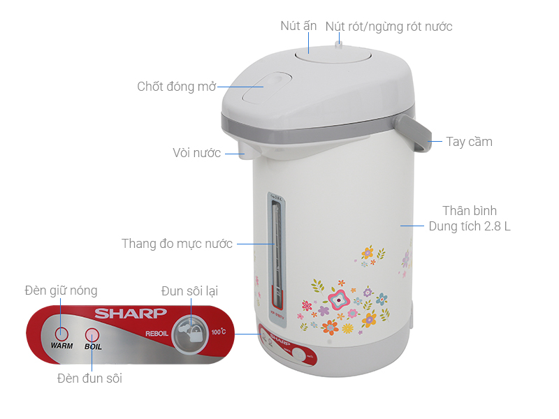 Bình thủy điện Sharp KP-31BTV- CU 2.8 lít
