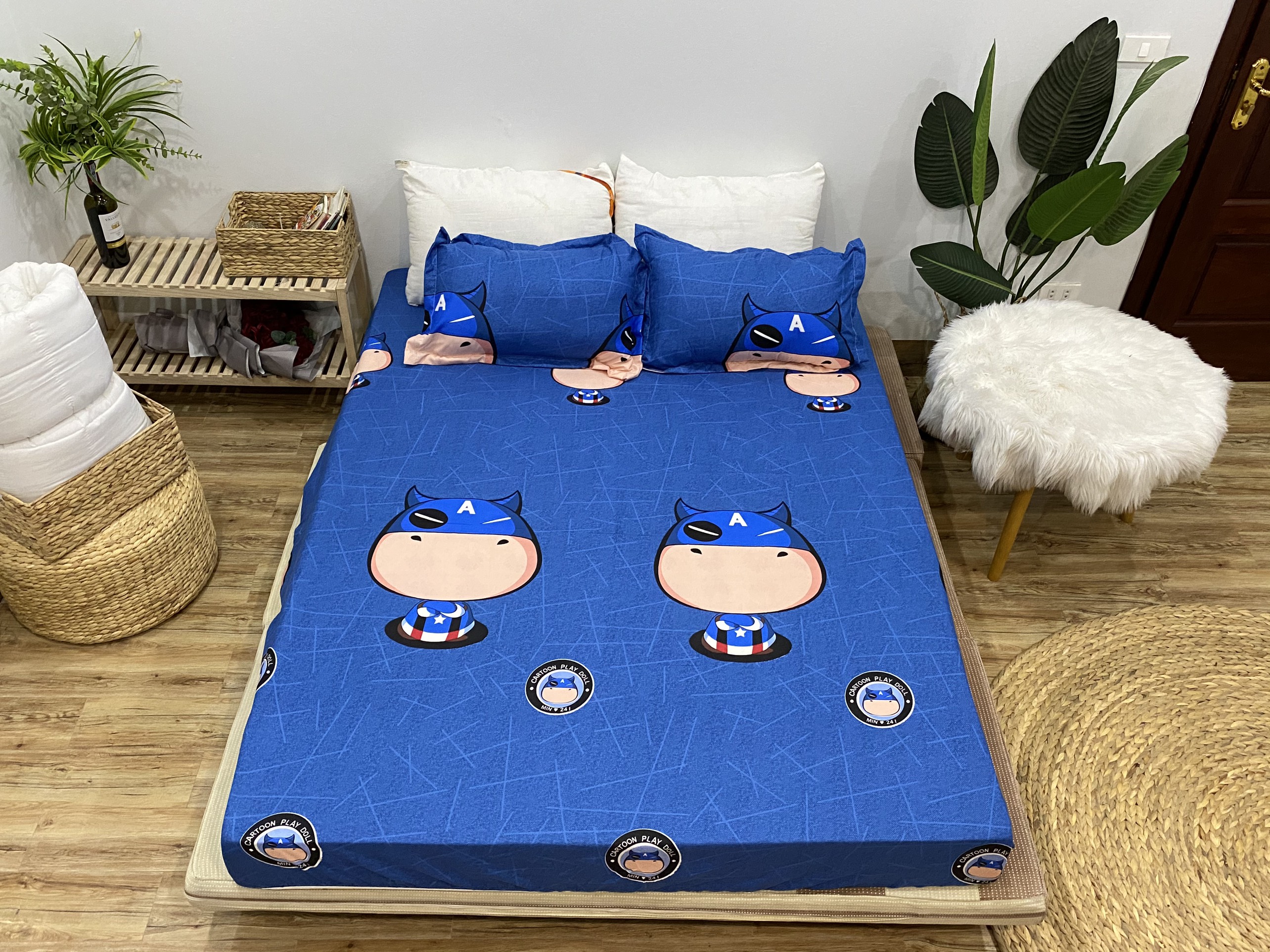 Set Ga Gối 4 Món Nhiều Mẫu Họa Tiết Siêu Đẹp ( Gồm 1 ga bo chun, 2 vỏ gối nằm, 1 vỏ ôm )