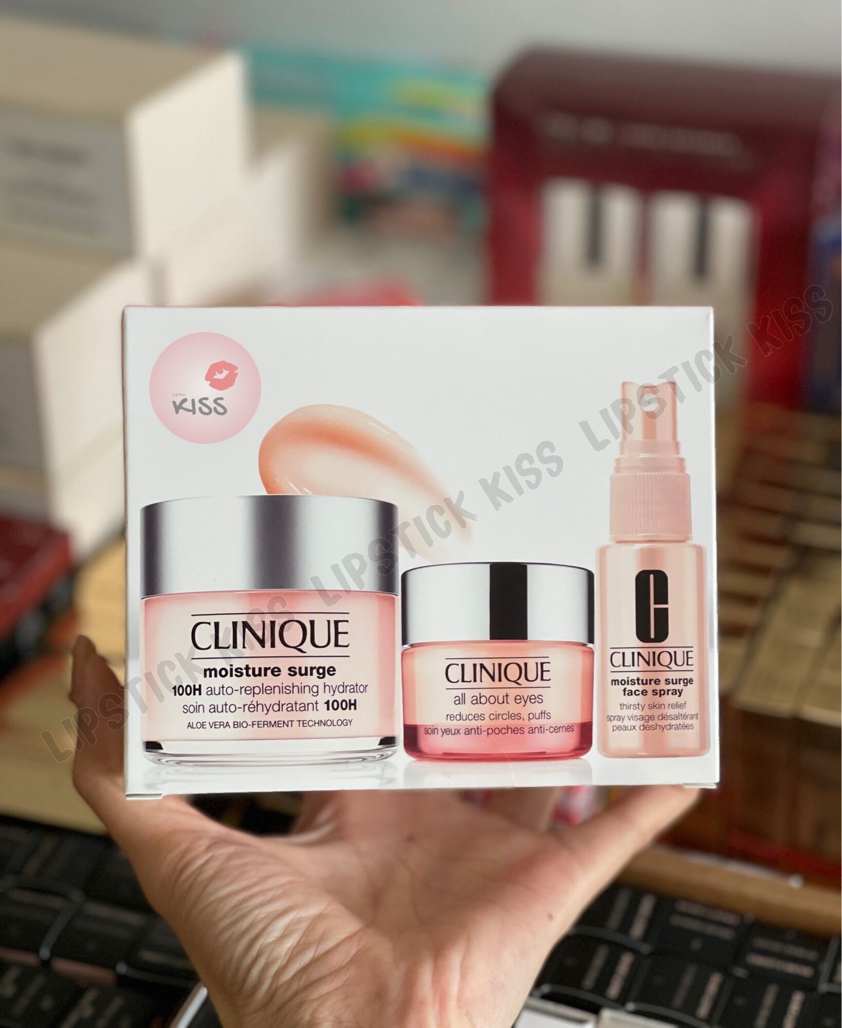 - Set dưỡng da 3 món Cl!n!que hồng - Kiss cosmetics