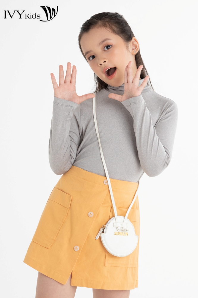 Áo thun bé gái cổ lọ IVY moda MS 58G1575
