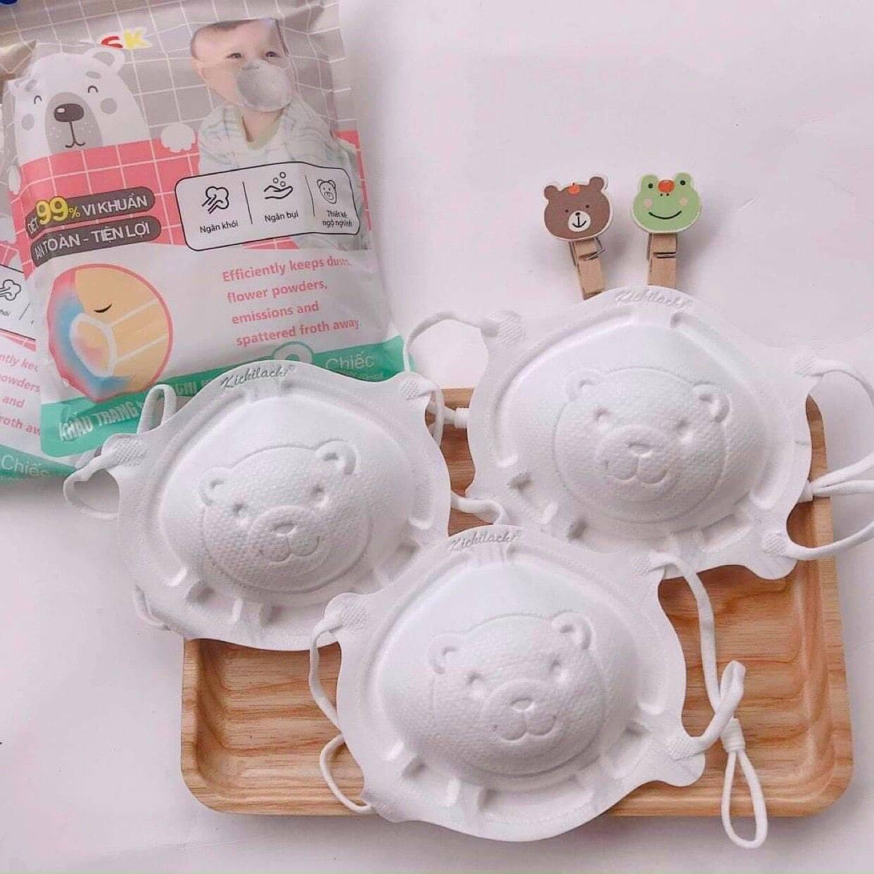 Khẩu trang gấu Kichi cho bé sơ sinh set 3 cái