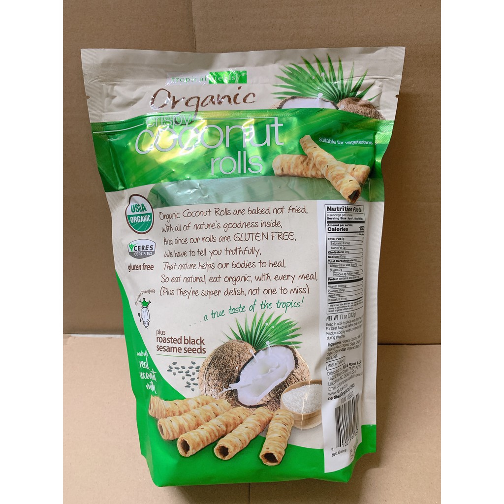 [HCM]Bánh quế dừa Tropical Fields Organic Crispy Coconut Rolls