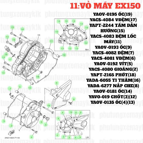 [Chính hãng Yamaha][11:VỎ MÁY] YAOV-0193 Ốc bắt mang cá-EXCITER 150 (9)