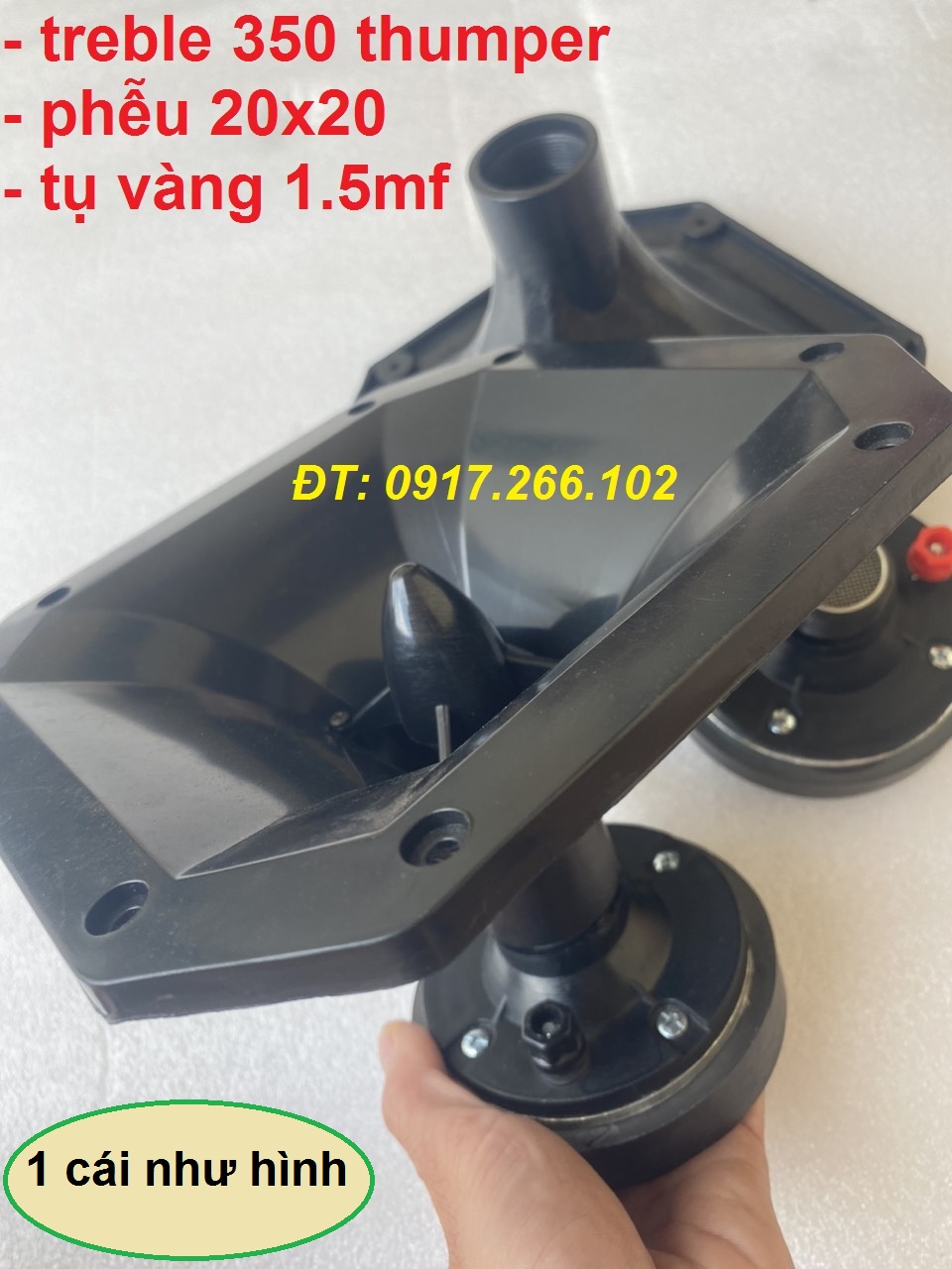 Loa treble kèn sân khấu at 350 thumper tặng phễu 20x20cm tụ 1,5mf vàng - củ trép rời - giá 1 cái