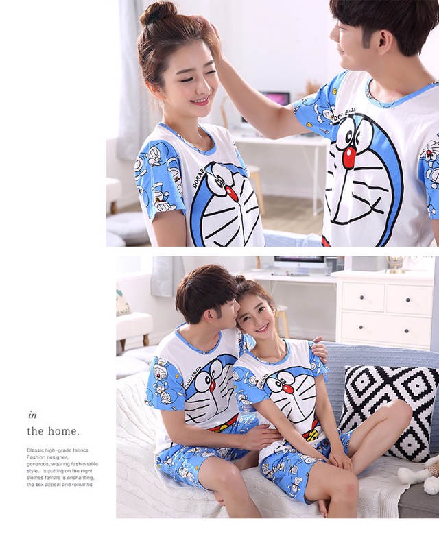 Bộ Đồ Nam Nữ Cotton Cười Mỉm Doremon Doraemon