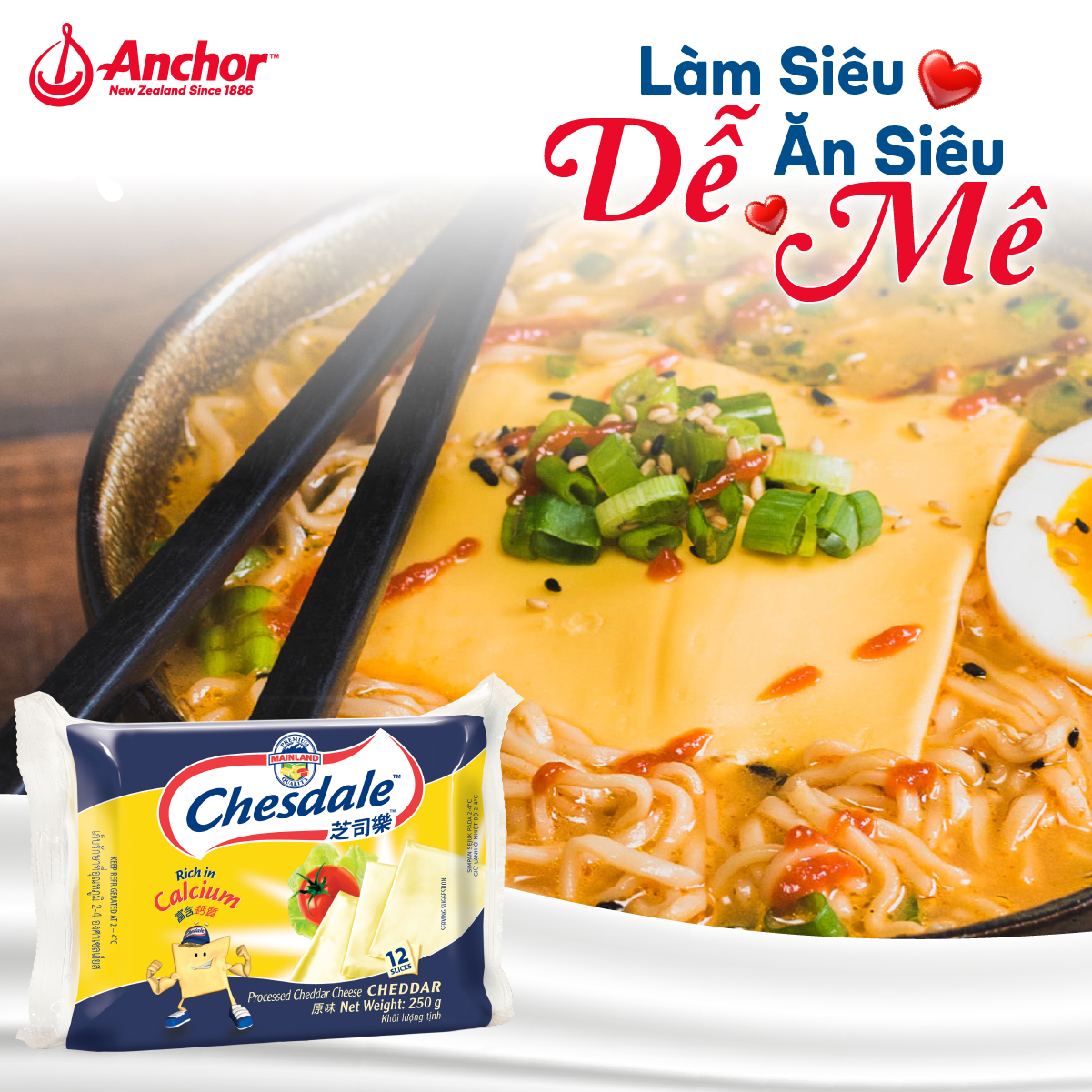 [GIAO HÀNG HỎA TỐC - HCM] Phô Mai Chesdale Cheddar Lát Vị Sữa 250G (12 Miếng)