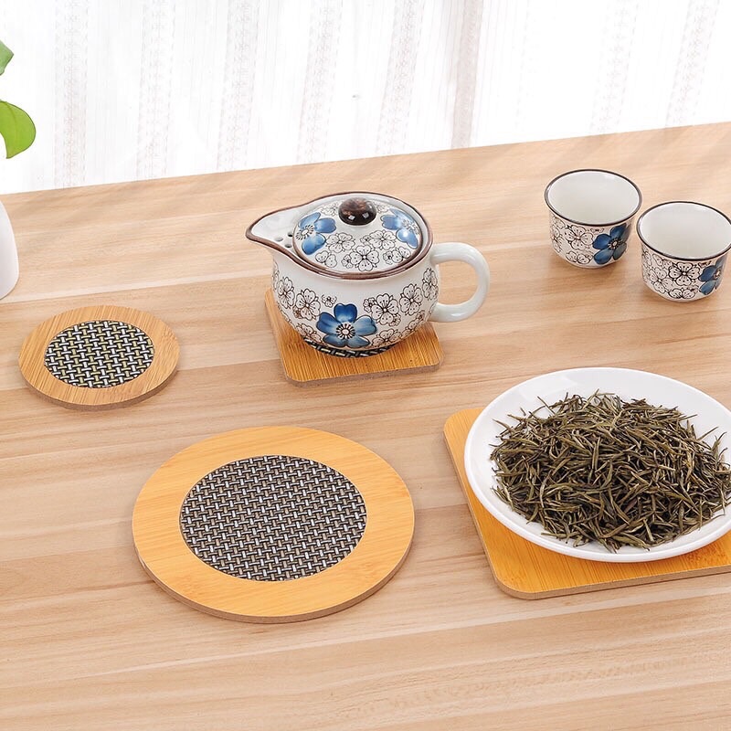 Bộ 4 Miếng Lót Nồi, Lót Ly Bằng Gỗ