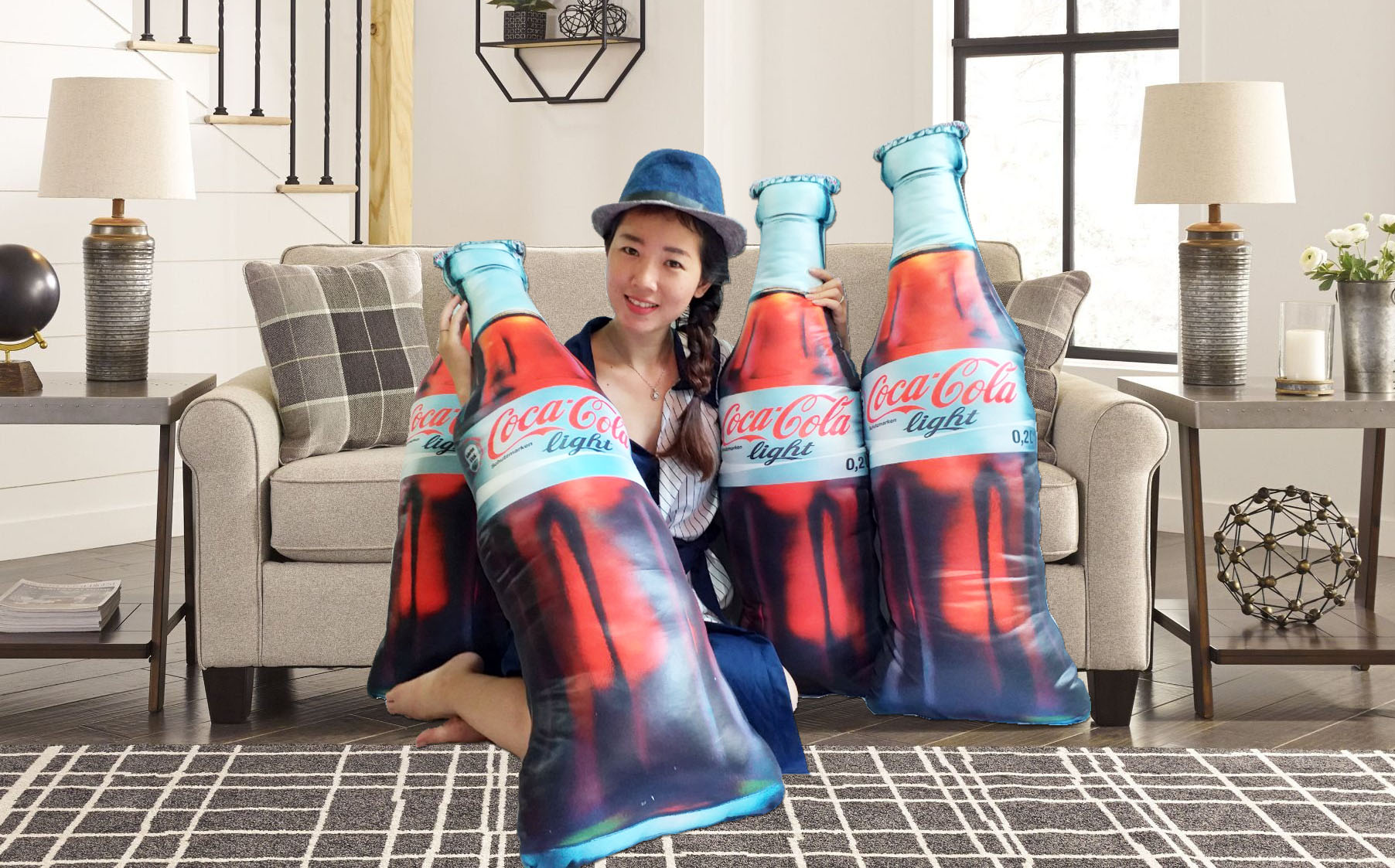 Gối Ôm 3D Hình Bia Coca Light 100cm